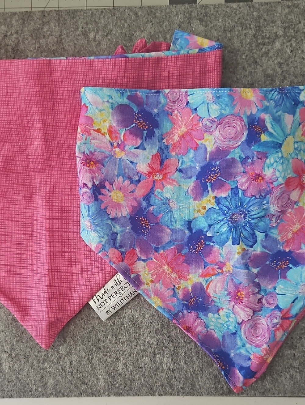 Handmade Floral & Pink Reversible Bandana - Pink Floral